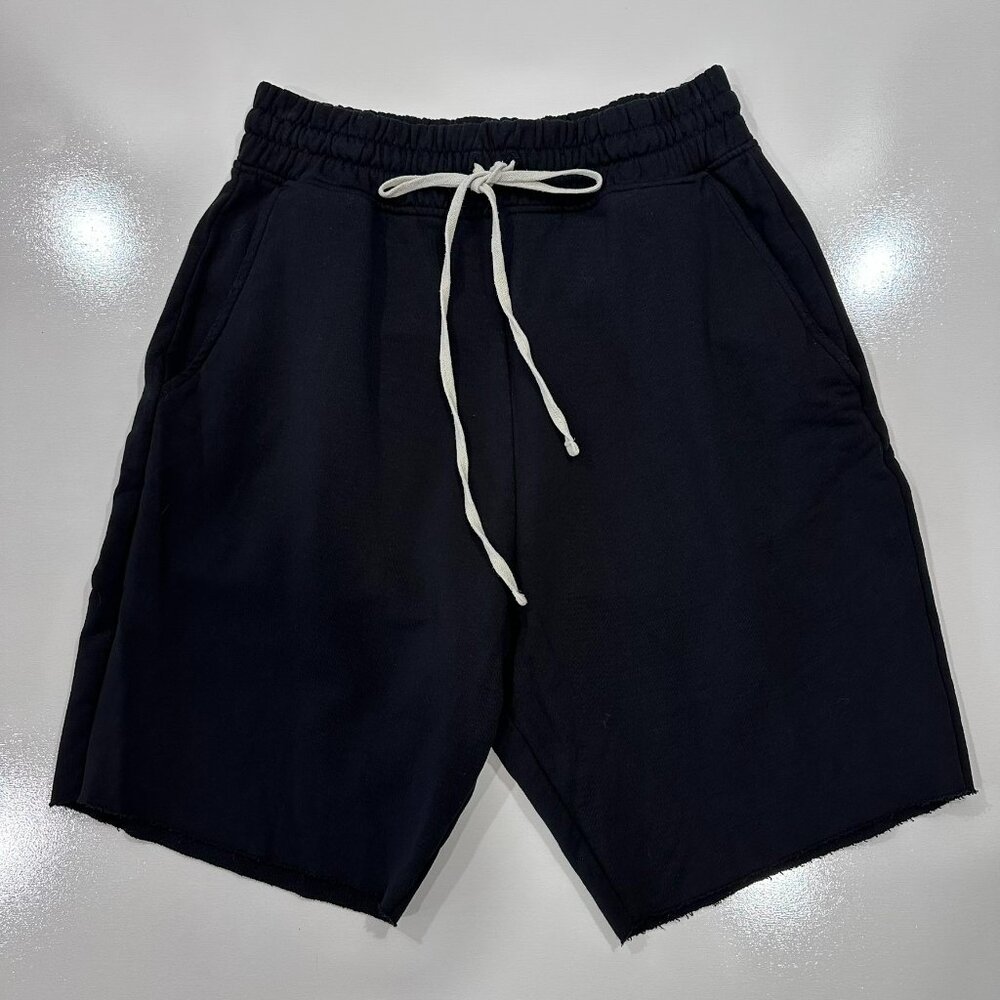 AllSaints Helix Straight Fit Cotton Blend Sweat Shorts Drawstring Waist Raw Him